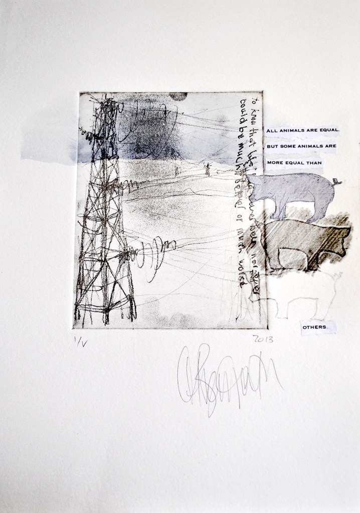 collage and hand finishes on printed etching