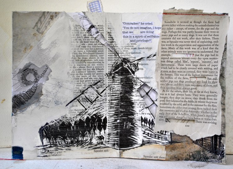 Concertina book mixed media collage