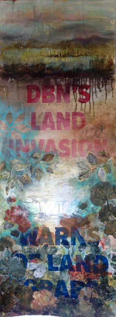 mixed media acrylic, ink, collage, pastel, oil on found paper