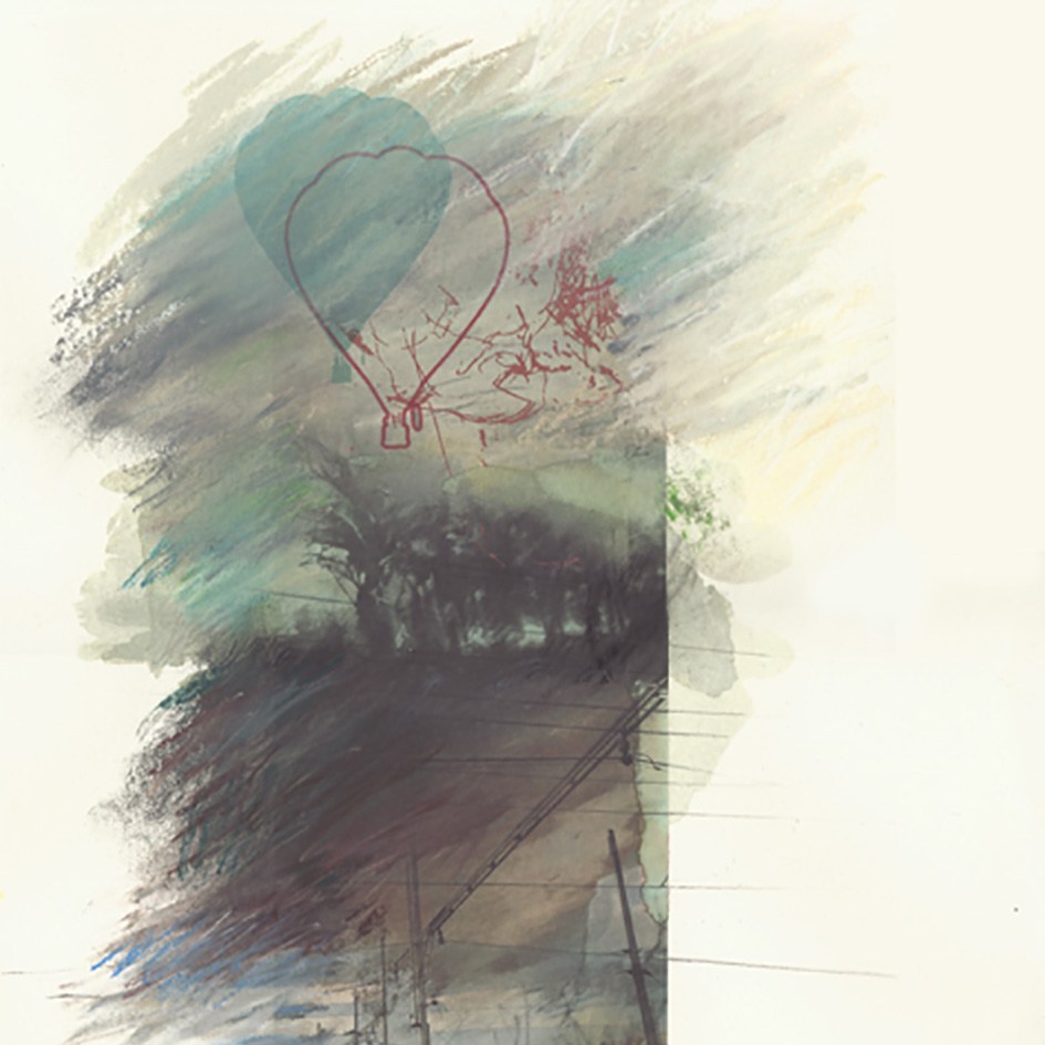 Mixed media-pastel, ink, pencil, collage.